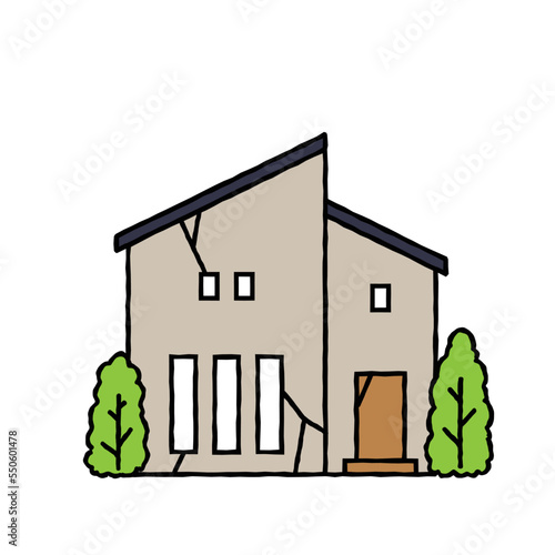 老朽化したシンプルな一軒家のイラスト