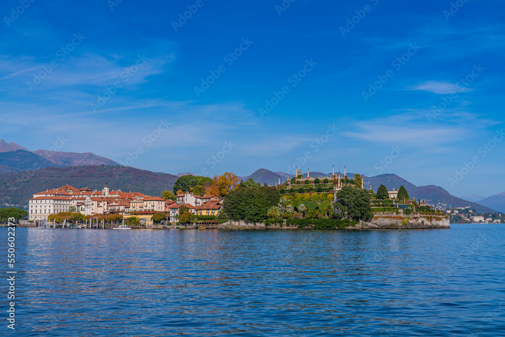 Isola Bella - island Bella at the lake Maggiore at Stresa in Italy, landscapes over the lake.