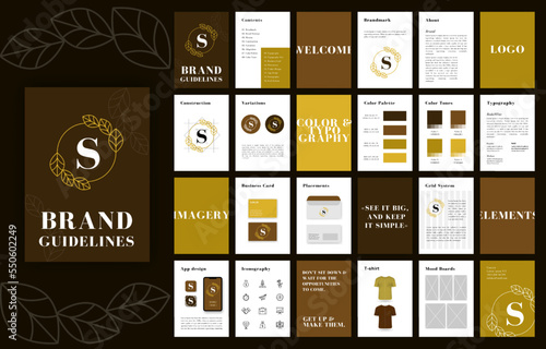 Multicolor Brand Guidelines template. Corporate identity presentation in A4 size. Logo Guideline template. Logo Guide Book. Logotype presentation
