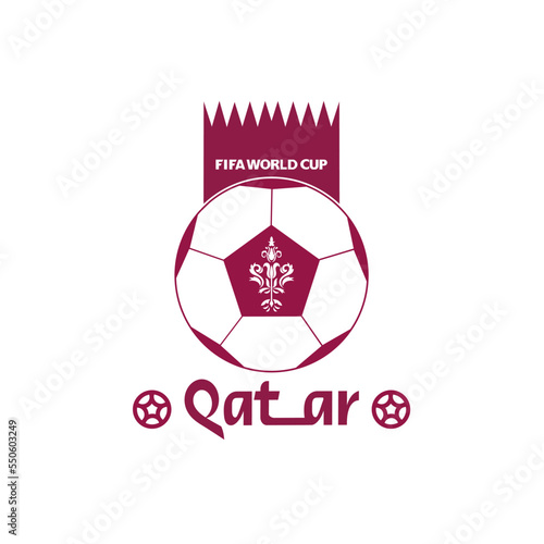 football sport themed logo vector design, qatar world cup 2022 background.