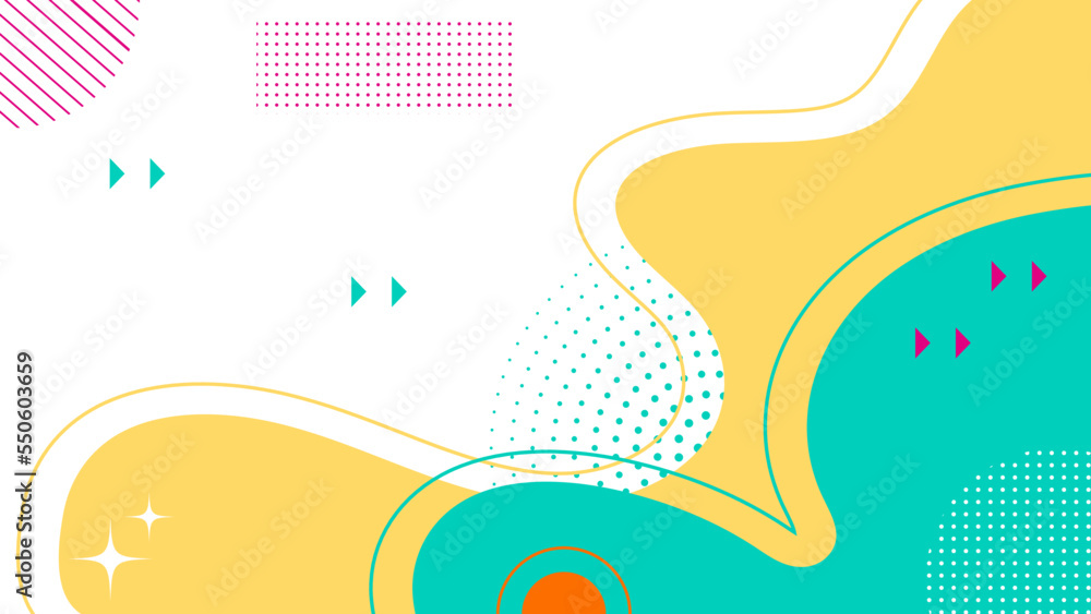 Modern abstract background with memphis elements in colorful pop art gradients and retro themed for posters, banners and website landing pages.