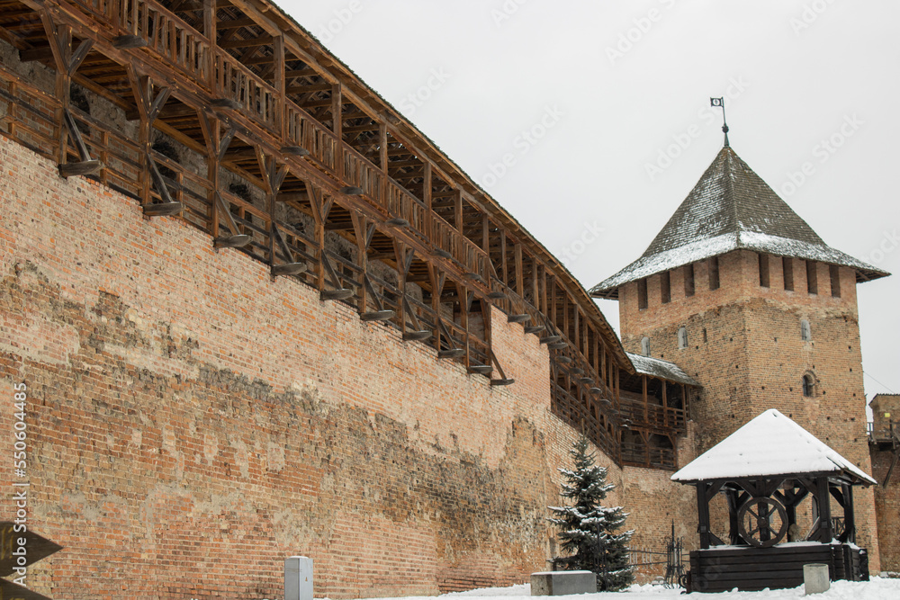 Fototapeta premium Lubart Castle or upper castle in old town Lutsk. Mentioned in annals of 1085 as stone fortress. Medieval citadel fortification began its life in the mid-14th century of united Galicia Volhynia.