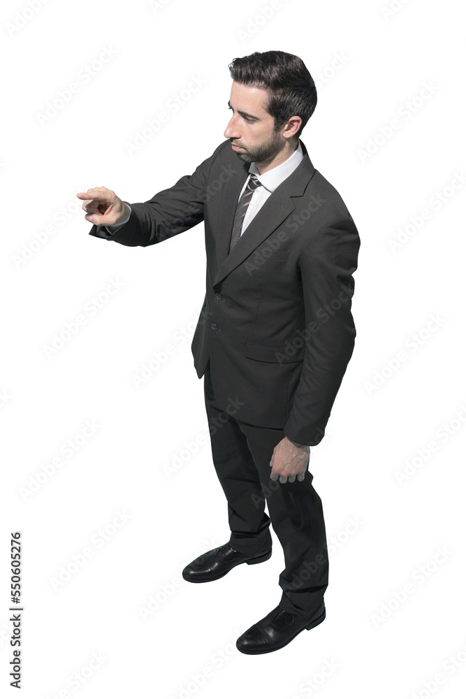 Corporate businessman pointing or touching Corporate businessman pointing or touching