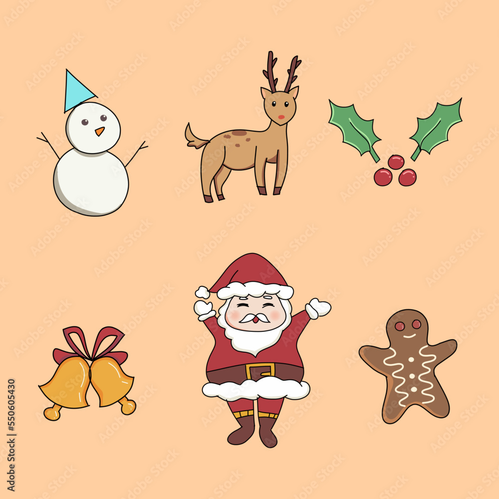 Obraz premium Christmas elements collection of winter decorative vector design