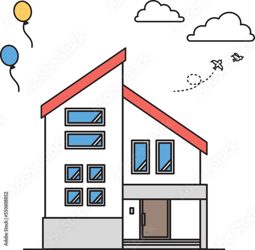 シンプルな住宅のイラスト（Cタイプ）