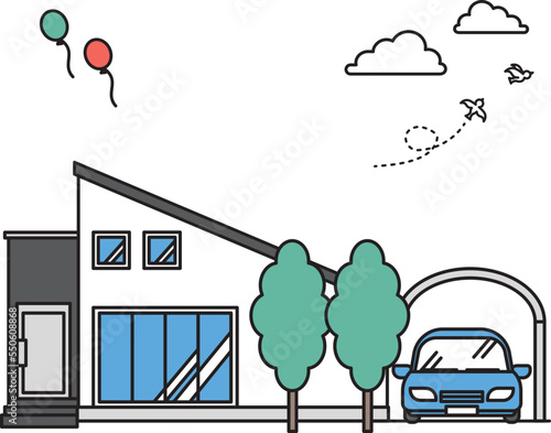 シンプルな住宅のイラスト（Eタイプ）