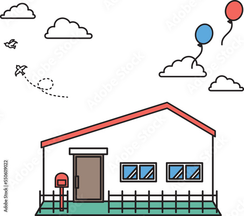 シンプルな住宅のイラスト（Wタイプ）