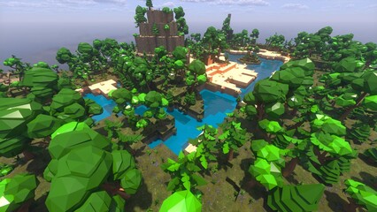 Rollo Minecraft Tropische Low Poly Insel im Meer  © Дима Пучков