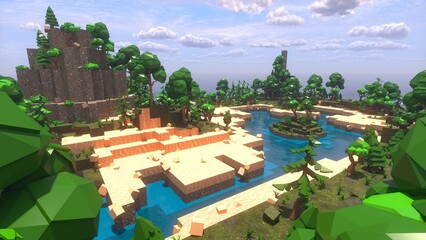 Rollo Minecraft Low Poly Insel im Ozean  © Дима Пучков