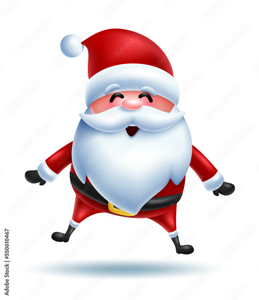 Happy Santa Claus character in 3d red Santa costume. Cartoon 3d character collection for festive and merry Christmas. Vector Illustration. Happy Santa Claus character in 3d red Santa costume. Cartoon 3d character collection for festive and merry Christmas. Vector Illustration.
