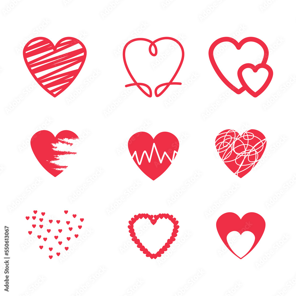 vector set of love icon pink vector set of love icon pink