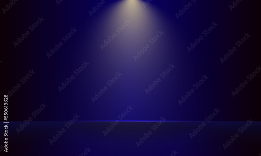 spotlight illustration design on stage dark blue background. Music festival background