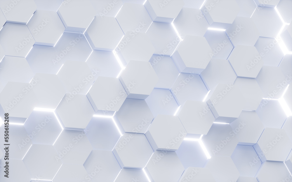 White hexagonal background pattern, 3d rendering. White hexagonal background pattern, 3d rendering.