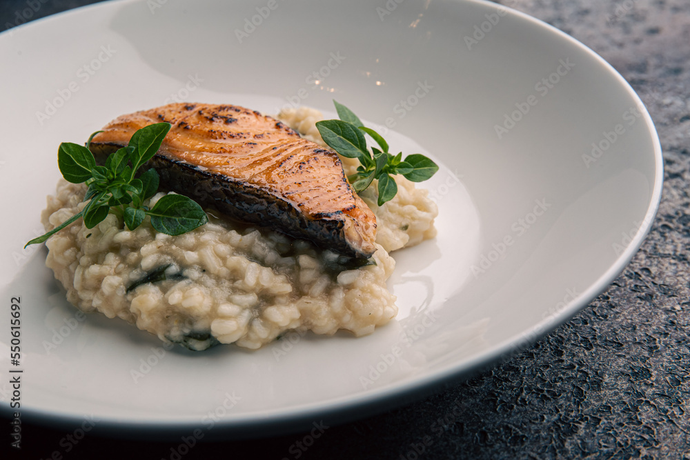Risotto with salmon and herbs Risotto with salmon and herbs