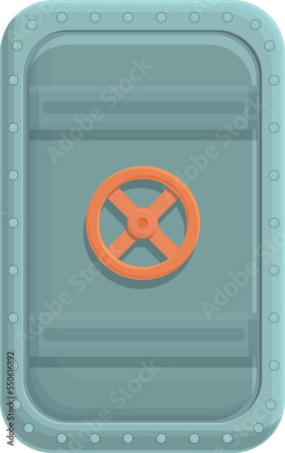 Bomb shelter door icon cartoon vector. Bunker room. Base underground