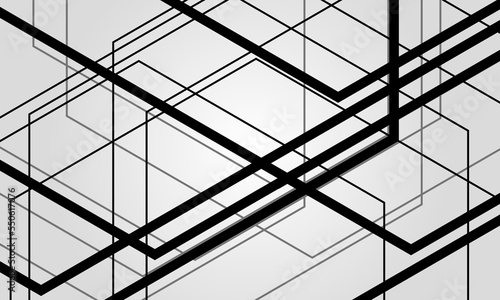 Soft gray modern geometric abstract background with black and grey lines and outlines. Vector illustration