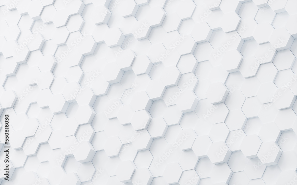 White hexagonal background pattern, 3d rendering. White hexagonal background pattern, 3d rendering.