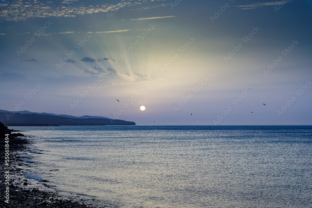 Fototapeta premium Sunset on the coast of fuerteventura 