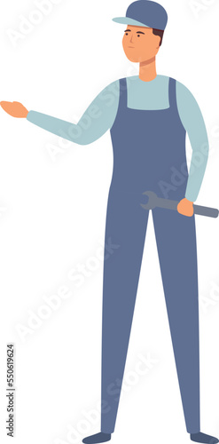 Gas man take key icon cartoon vector. Industry engineer. Pipe factory