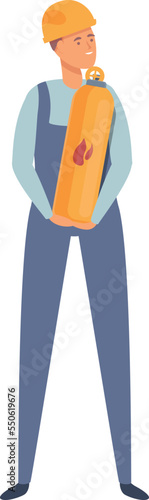 Gasman take balloon icon cartoon vector. Gas engineer. Water factory