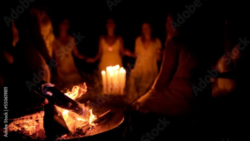 Women at the night ceremony. Ceremony space.