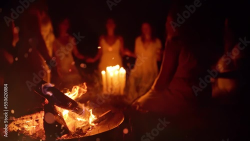 Women at the night ceremony. Ceremony space.
