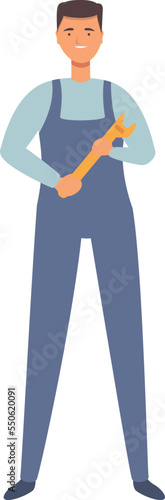 Gas man adjustable key icon cartoon vector. Engineer worker. Gasman character