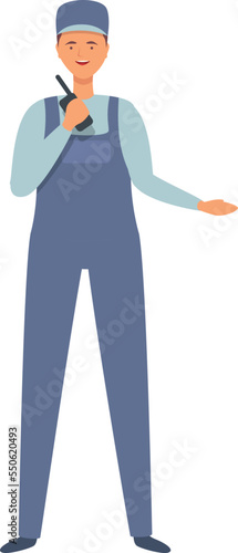 Gasman walkie talkie icon cartoon vector. Gas worker. Oil factory