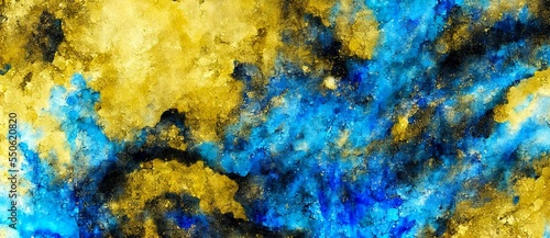 Blue And Yellow Colors On A Yellow Background, Dreamy Abstract Texture Background Wallpaper. Graphic Resource Overlay.
