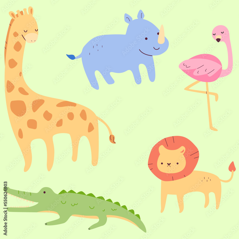 set of funny cartoon animals set of funny cartoon animals