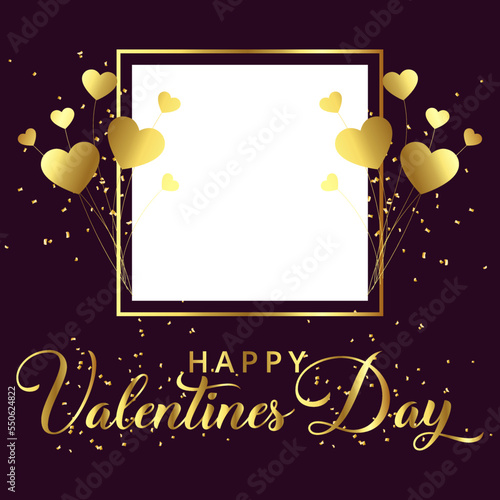 Valentines day card with one photo frames.