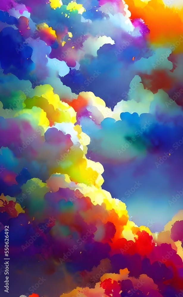 A burst of colors in the sky creates a beautiful watercolor painting. The clouds are like a blank canvas, and the sun is the paintbrush. Every stroke is full of life and energy, making this piece come