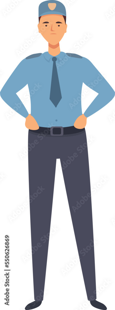 Back guard icon cartoon vector. Police man. Center uniform Back guard icon cartoon vector. Police man. Center uniform