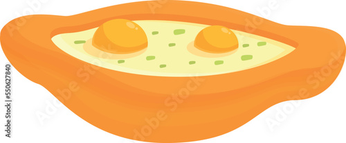 Egg khachapuri icon cartoon vector. Bread cuisine. Dish butter