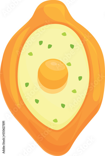 Ethnic khachapuri icon cartoon vector. Bread cuisine. National food