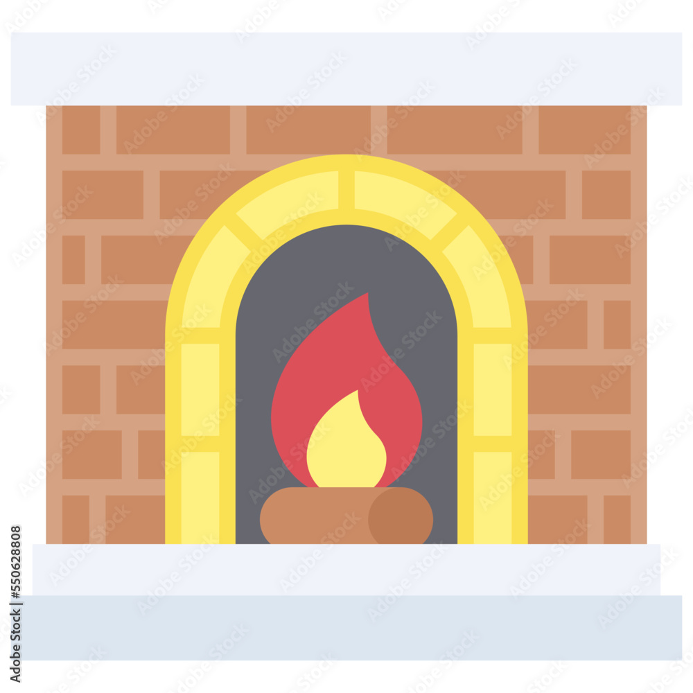 Fototapeta premium Fireplace icon, Christmas related vector illustration