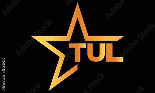 TUL golden luxury star icon three letter logo design vector template. royal logo | luxury logo | jewelry logo | premium logo | iconic logo | Victoria logo |