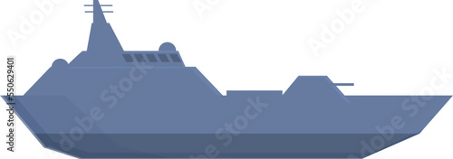 Transport warship icon cartoon vector. Military ship. Naval frigate