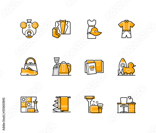 Things to donate - modern colorful line design style icons