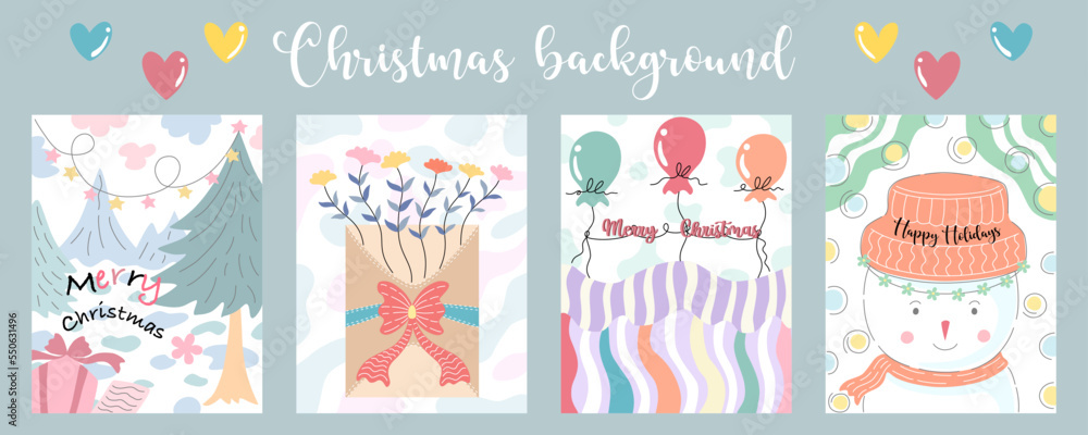 Christmas background set Doodle style design Can be adapted for a variety of applications such as Christmas themed decorations, Christmas cards, digital prints, scrapbook, postcard, web designs Christmas background set Doodle style design Can be adapted for a variety of applications such as Christmas themed decorations, Christmas cards, digital prints, scrapbook, postcard, web designs