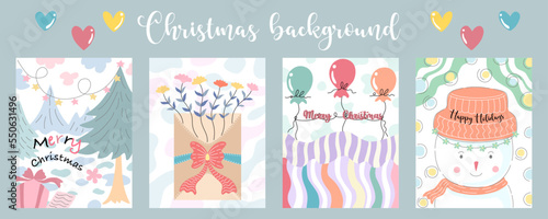 Christmas background set Doodle style design Can be adapted for a variety of applications such as Christmas themed decorations, Christmas cards, digital prints, scrapbook, postcard, web designs 