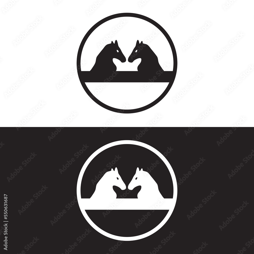 Circle horse animal logo template design . icon logo . silhouette logo Circle horse animal logo template design . icon logo . silhouette logo