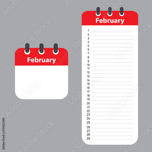 Monthly printable organizer grid with lettering month name February.