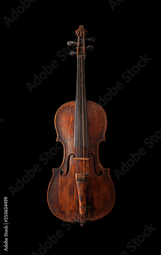 Obraz na płótnie Antique violin isolated on a black background. w salonie
