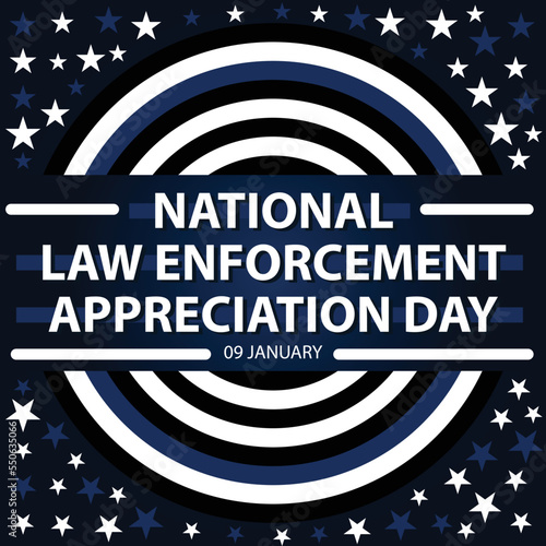 United States national law enforcement day banner vector design with stars, stripes and blue, white, black colors. national law enforcement day celebration and remembrance poster.
