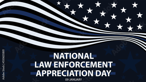 United States national law enforcement day banner vector design with stars, stripes and blue, white, black colors. national law enforcement day celebration and remembrance poster.