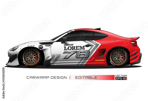Racing car wrap design vector for race car. Graphic abstract stripe racing background kit designs_v2