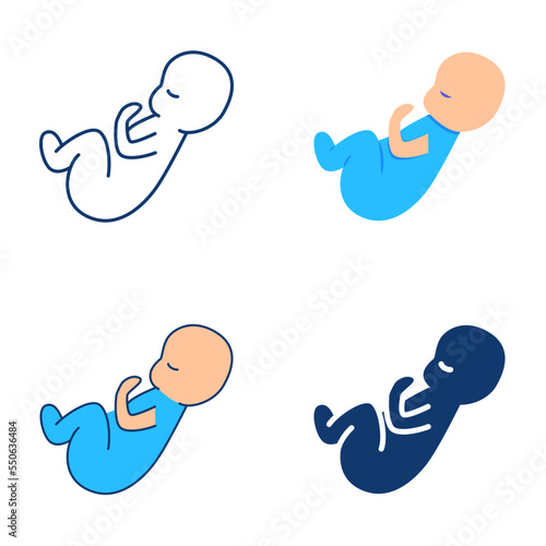 Baby icon set in flat and line style