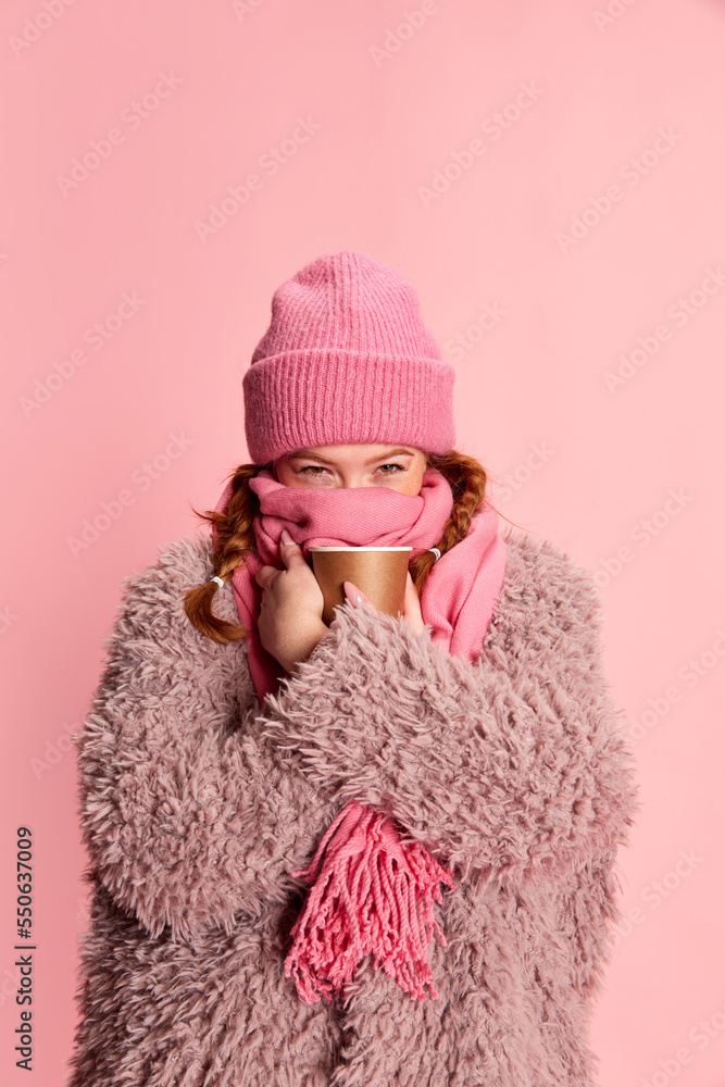 Hot pink best sale hat and scarf