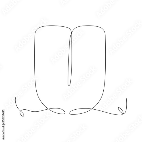 Continuous one line tongue drawing. Hand drawn outline tongue. Vector illustration isolated on white.